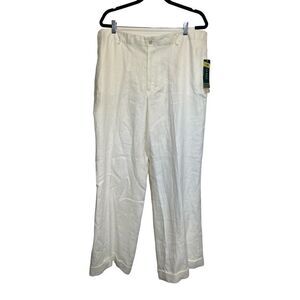 Lauren Ralph Lauren wide leg linen pants in English Cream size 16 NWT